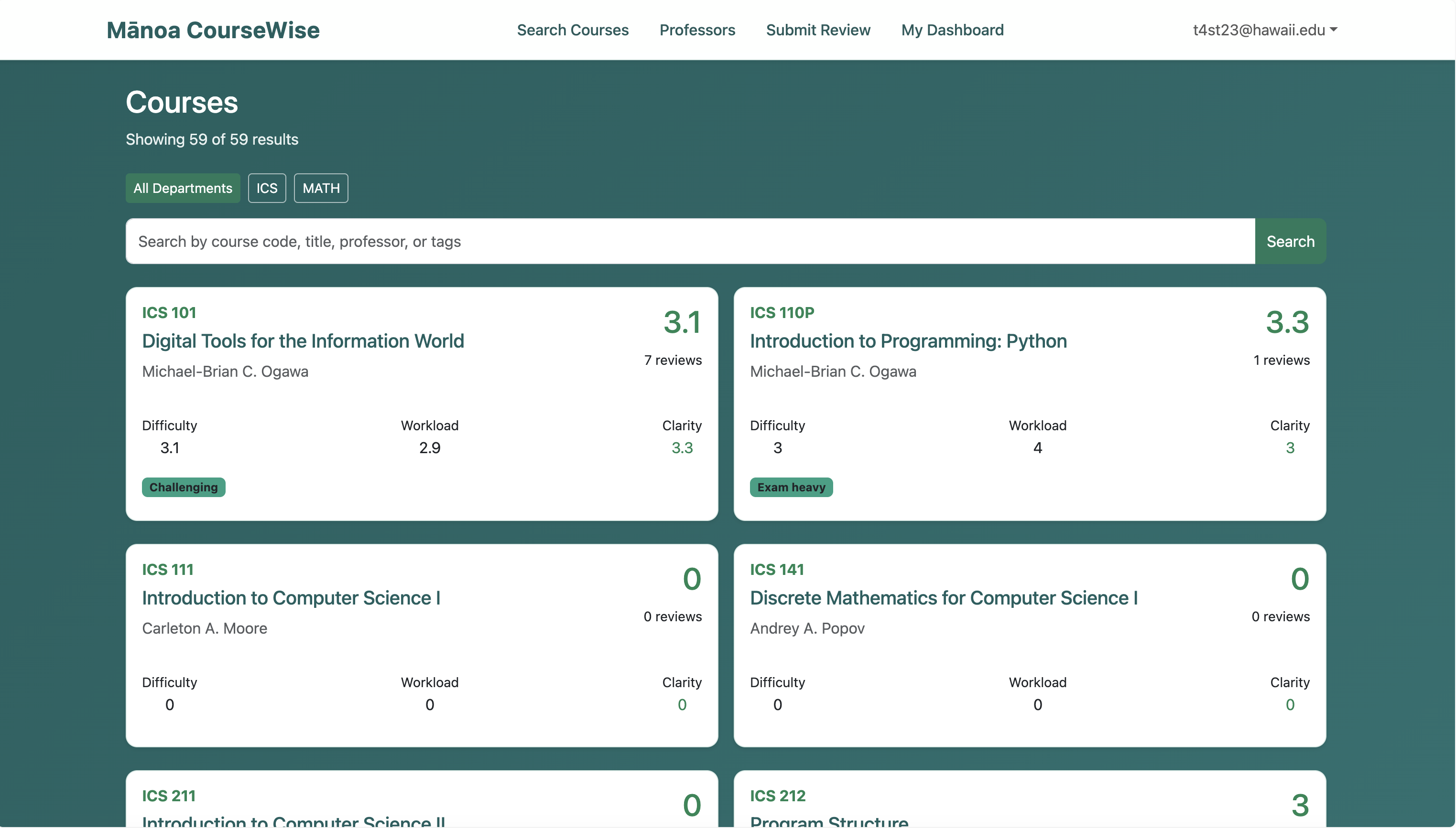 Course Search Page