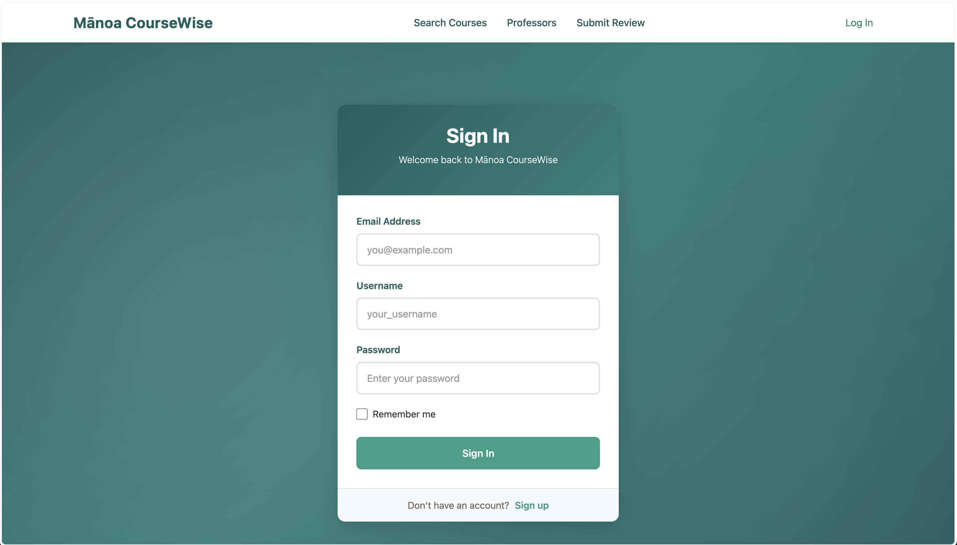 Sign In Page